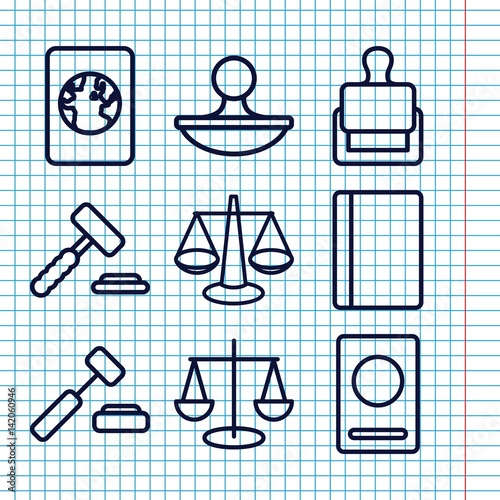 Set of 9 legal outline icons