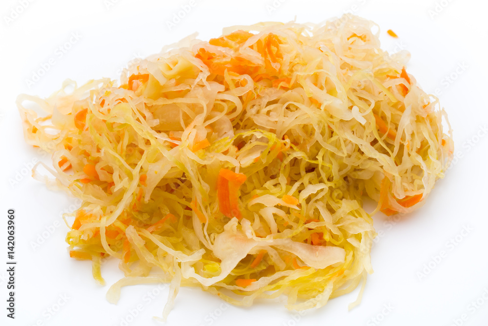 Heap of sauerkraut on white background. Heap of sauerkraut on white background.