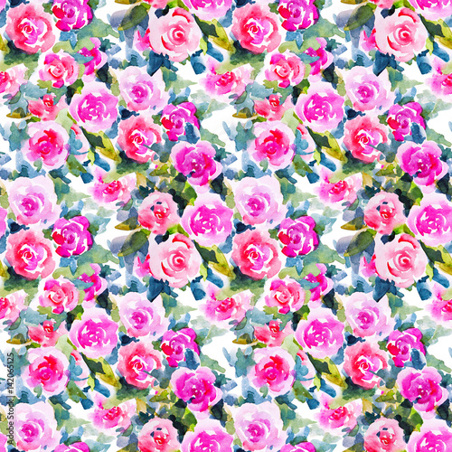 Watercolor floral botanical seamless pattern. Good for printing 