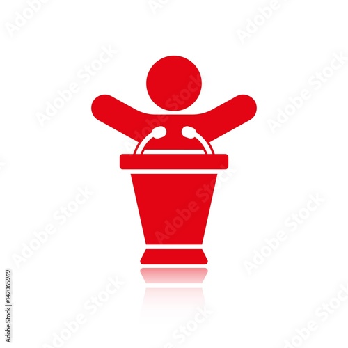 lectern with microphone icon stock vector illustration flat design