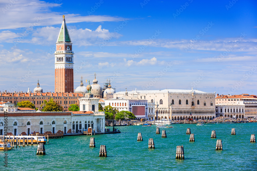Venice, Italy. San Marco square seen from the lagoon.