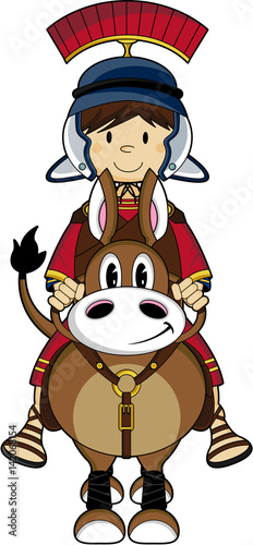 Cartoon Roman Centurion on Horse