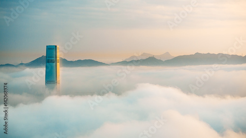 Photography Misty Hong Kong City in spring seasons