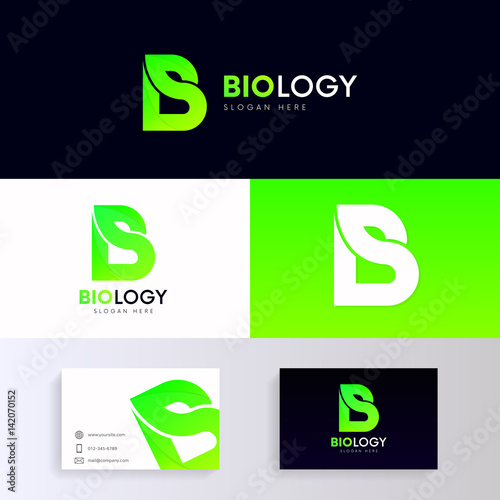 Abstract logo B letter leaf sign organic icon vector design. Logotype for natural bio product.