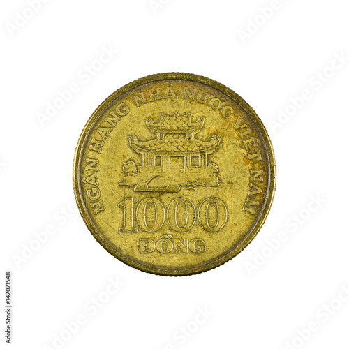 1000 vietnamese dong coin (2003) obverse isolated on white background photo