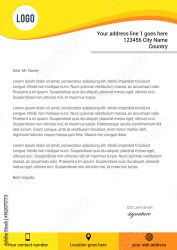 Modern yellow flat style letterhead template