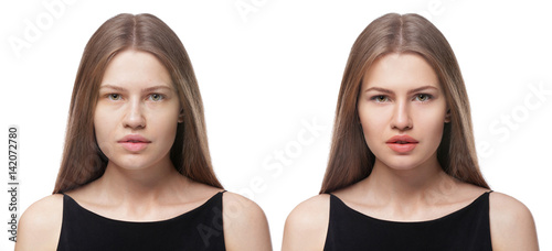 Young woman before and afte...