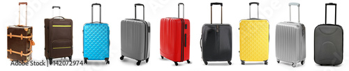 Fotografie, Obraz Set of suitcases on white background