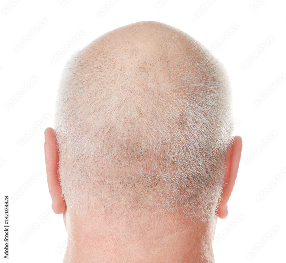 Fototapeta premium Bald senior man on white background