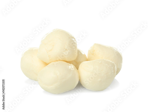 Cheese balls on white background