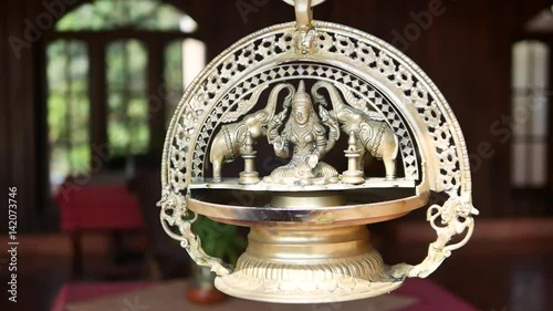 Mahavidya great wisdom Devi Kamalatmika Kamala Gold indian goddess and two elephant sculpture photo