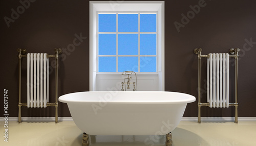 Interior View Of Beautiful Luxury Bathroom. 3d rendering