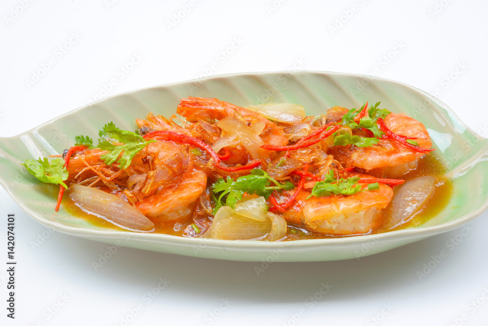 Deep Fried Shrimp with Tamarind Sauce on plate Deep Fried Shrimp with Tamarind Sauce on plate