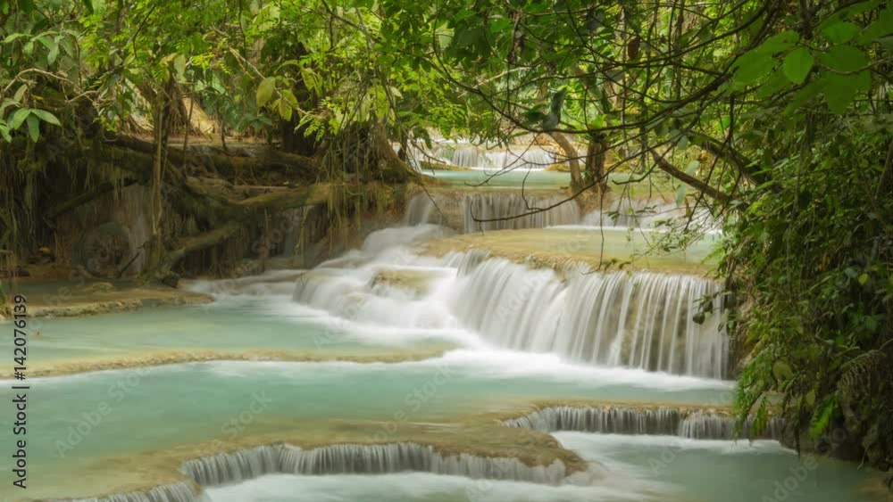 Kuang Si waterfall timelapse in Luang Prabang, Laos Kuang Si waterfall timelapse in Luang Prabang, Laos