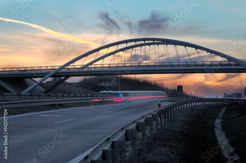modern bridge ovet the highway, evening light,Nitra, Slovakia © Milan Noga reco
