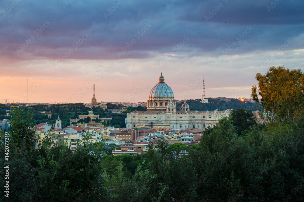 St. Peters Basilica at sunset