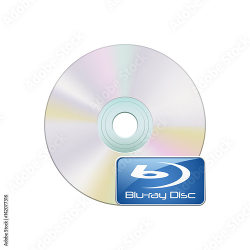 Blu-ray disc icon, BD-R disk, isolated on white