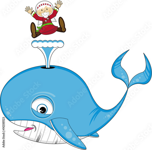 Cartoon Jonah and the Whale Bible Illustration