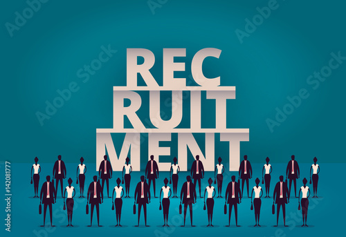 Business recruitment concept. HR manager hiring new employee or workers for job. Recruiting staff or personnel in their corporate company. Hiring vector illustration. Talent acquisition illustration.