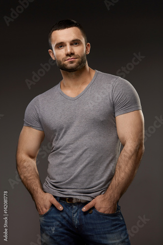 Handsome Man Portrait. Sexy Young Male With Muscular Body