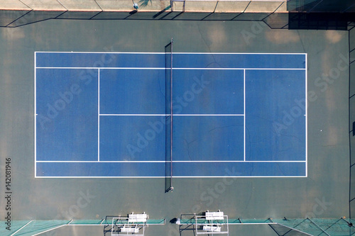Obraz na plátně Tennis court - Top down aerial view
