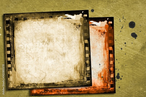 Grunge sepia film strip frame.