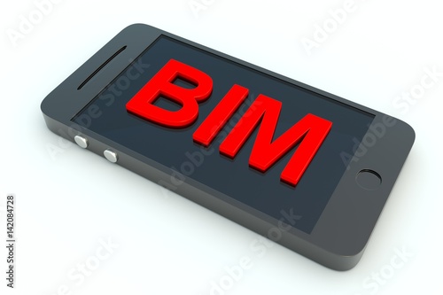 BIM mobile phone white background 3d illustration