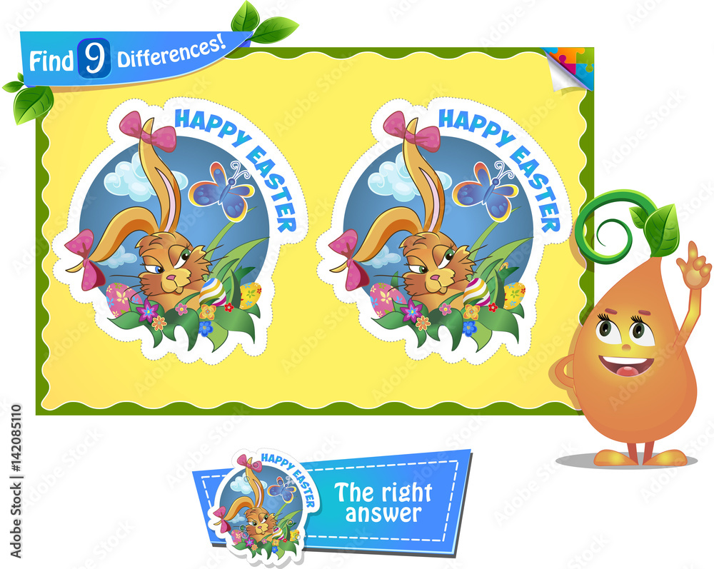 Fototapeta premium find 9 differences Easter holiday