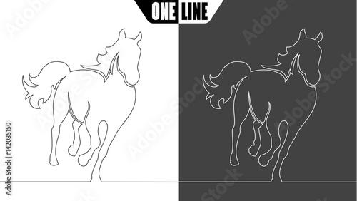 horse icon on white and black