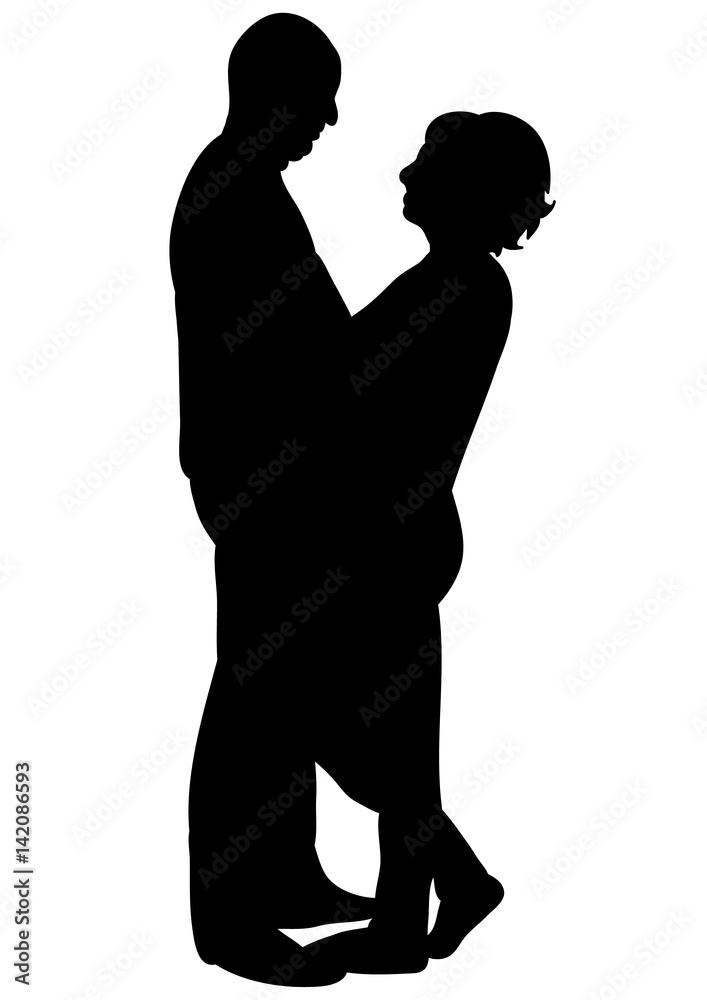 vector black silhouette man and woman looking at each other