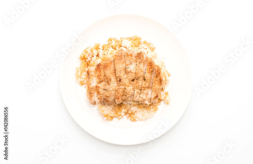 teriyaki pork on topped rice - japanese food style