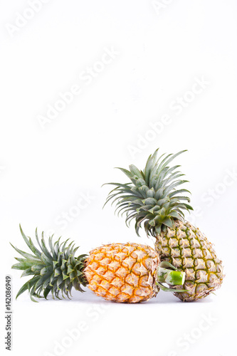 couple ripe pineapple on white background healthy pineapple fruit food isolated 