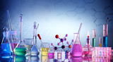 Laboratory Research -  Scientific Glassware For Chemical Background
