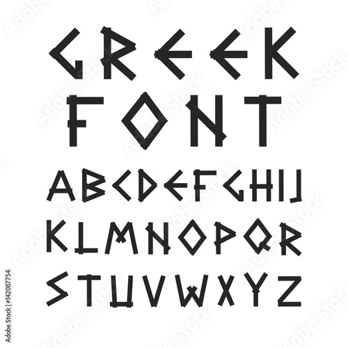 English vector alphabet in ancient style.