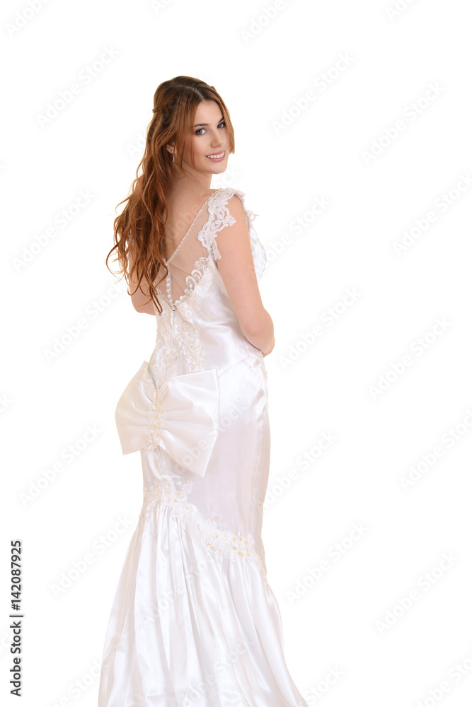 bride with bow gown isolated