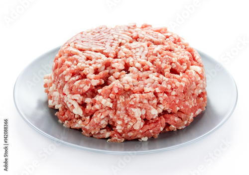 Beef or pork fat minced meat on plate