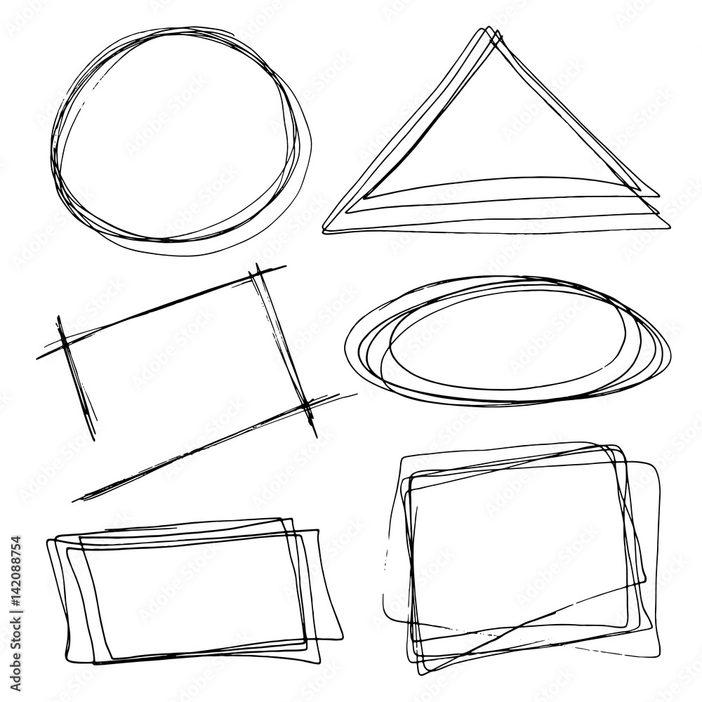Set of hand drawn frames.Vector illustration Set of hand drawn frames.Vector illustration