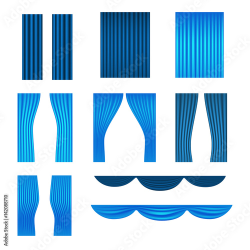 Different stage blue curtains vector collection