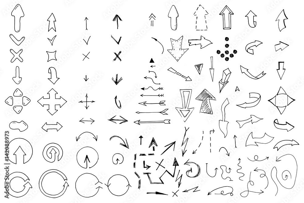 Obraz premium Hand drawn arrows collection.Vector illustration