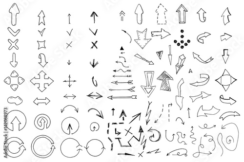Hand drawn arrows collection.Vector illustration
