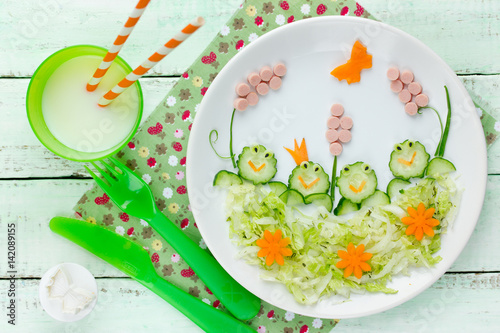 Healthy breakfast or lunch for kids vegetable salad food art