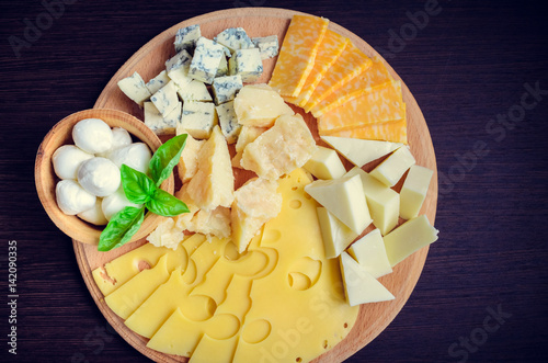 Fototapeta Naklejka Na Ścianę i Meble -  Tasty appetizer. Plate of Cheese.