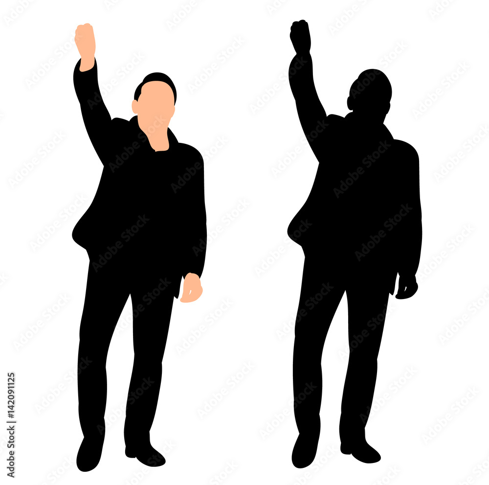Fototapeta premium Silhouette man waves his hand