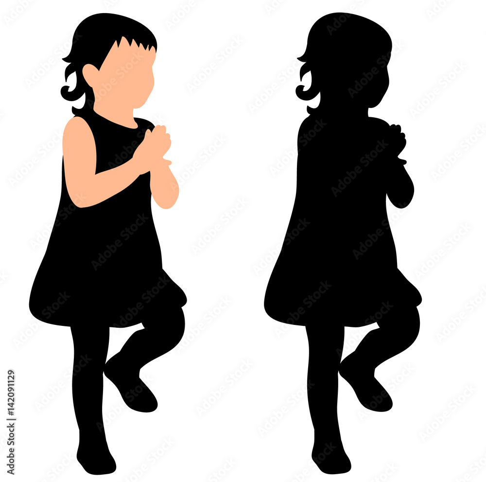 Silhouette of a child dancing vector