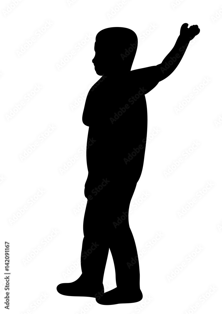 Silhouette of a child standing and throwing, vector Silhouette of a child standing and throwing, vector