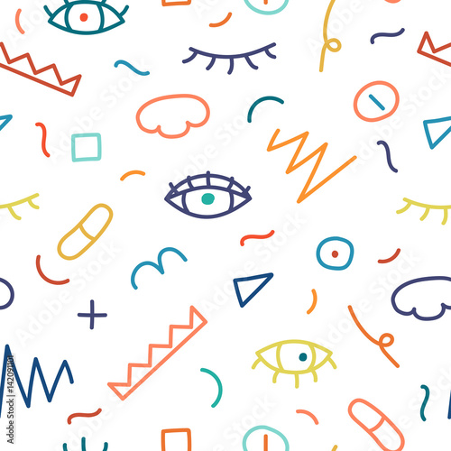 Children hand drawn seamless pattern.