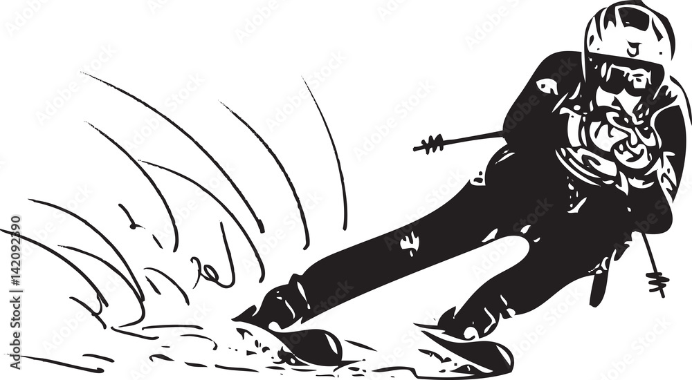 Fototapeta premium Skiing sketch illustration