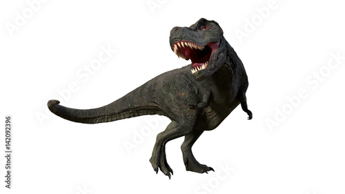 Tyrannosaurus rex roaring, anatomically correct T-rex dinosaur from the Jurassic period © dottedyeti