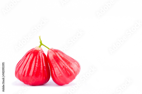 red rose apple or bell fruit ( chomphu ) on white background healthy rose apple fruit food isolated 