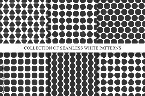 Collection of seamless simple geometric patterns.